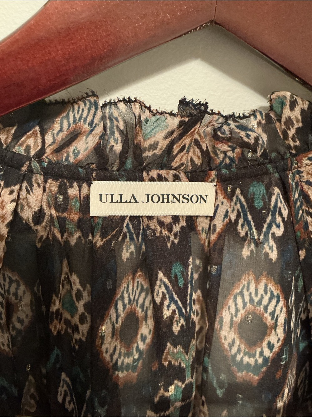 Ulla Johnson Elif Top - Onyx Sheer Silk & Metallic Flutter Sleeve Blouse Size 6 - Picture 2 of 13